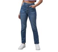 Enorsia Womens Mid-Waist Slim Fit Jeans with Soft and Comfortable Stretch Denim Fabric, Blue Wash with Fading and Whiskering (Light Blue,8)