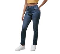 Enorsia Womens Mid-Waist Slim Fit Jeans with Soft and Comfortable Stretch Denim Fabric, Blue Wash with Fading and Whiskering (Deep Blue,14)