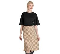 Enorsia Womens Midi Dress with Abstract Floral Pattern, Flared Sleeves, Pleated Skirt with Elegant Jersey Design - Perfect for Parties & Casual Outings (Black, 12)