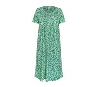 Enorsia Women's Nightwear Cotton Floral Print Short Sleeve Front Button Opening Ladies Nighties (Green, 12)