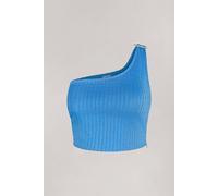 Enorsia Women's One Shoulder Crop Vest Top in Blue | Size: 18