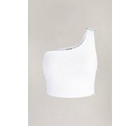 Enorsia Women's One Shoulder Crop Vest Top in White | Size: 12