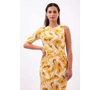 Enorsia Women's One-Shoulder Fluid Printed Tops in Yellow | Size: 16
