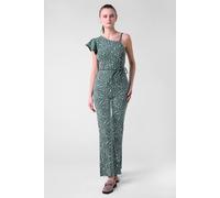 Enorsia Women's One Shoulder Ruffle Sleeve Jumpsuit in Green | Size: 10