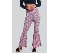 Enorsia Women's Paisley Printed Flared Sharara Pant in Pink | Size: 8