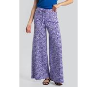 Enorsia Women's Paisley Printed Wide Leg Trouser in Blue | Size: 18