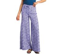 Enorsia Womens Paisley Printed Wide Leg Trousers with Elasticated Waist and Bow Detail, High-Waisted, Floaty Fabric, Non-Transparent (Blue, 10)