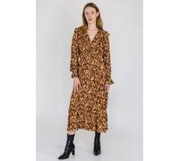Enorsia Women's Paisley Viscose Midi Dress in Brown | Size: 8