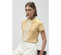 Enorsia Women's Patch Print Short Sleeve Raglan T-shirts in Yellow | Size: 14 Enorsia Yellow 14