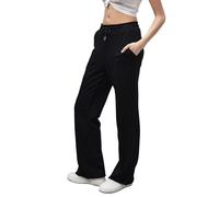 Enorsia Womens Pin Tuck Front Jersey Trousers with Elasticated Waistband, Drawstring, Side Pockets - Straight Fit, and Raw Edge Hem (UK, Numeric, 12, Regular, Regular, Black)