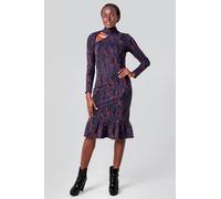 Enorsia Women's Printed Cut Out Mini Flare Dress in Black | Size: 18 Enorsia Black 18