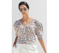 Enorsia Women's Printed Flute Sleeve Blouse in White | Size: 16 Enorsia White 16