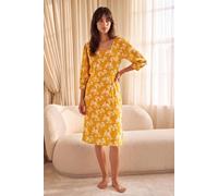 Enorsia Women's Printed Square Neck Nightdress in Yellow | Size: 18