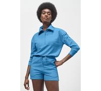 Enorsia Women's Quarter Zip Relaxed Sweatshirt & Short Set in Blue | Size: 18