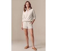 Enorsia Women's Quarter Zip Relaxed Sweatshirt & Short Set in Off White | Size: 8