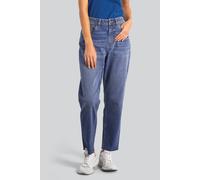 Enorsia Women's Raw Edge Hem Mom Jeans in Blue | Size: 16