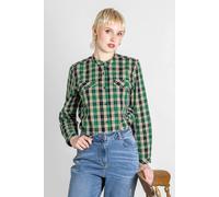 Enorsia Women's Regular Fit Paper-Touch Poplin Shirt in Green | Size: 10