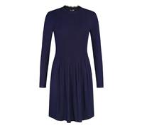 Enorsia Womens Ribbed Jersey Mini Dress with Lace Neckline, Full Sleeves, Box Pleat Tiered Design, Elegant Slim Fit for Casual or Semi-Formal Occasions (Navy,12)