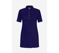 Enorsia Women's Ribbed Longline Polo | in Dark Blue | Size: 14