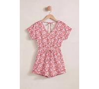 Enorsia Women's Roll up Sleeves AOP Play suit in Red | Size: 12