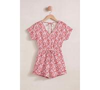Enorsia Women's Roll up Sleeves AOP Play suit in Red | Size: 14 Enorsia Red 14