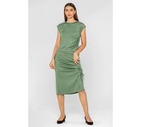 Enorsia Women's Ruched Crew Neck Top & Midi Skirt Co-ord in Green | Size: 12