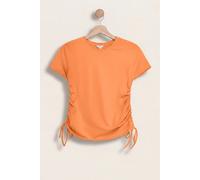 Enorsia Women's Ruched Side Seam Short Sleeve T-shirt in Orange | Size: 8