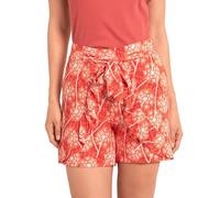 Enorsia Womens Ruffle Dandelion Printed Shorts with Elasticated Back Waist, Bow Tie, High Waist and Airy Jersey Fabric (Orange,18)