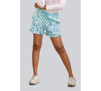 Enorsia Women's Ruffle Hem Printed Jersey Shorts in Blue | Size: 14 Enorsia Blue 14
