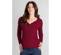 Enorsia Women's Scoop Neckline Long Sleeve Ribbed Top in Dark Red | Size: 14