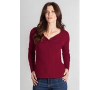 Enorsia Women's Scoop Neckline Long Sleeve Ribbed Top in Dark Red | Size: 14 Enorsia Dark Red 14