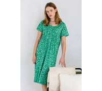 Enorsia Women's Seamless Floral Short Sleeves Nightdress in Green | Size: 12