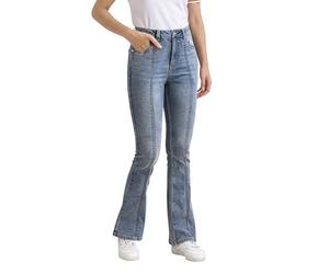 Enorsia Womens Shape Low Rise Flared Jeans with Branded Button, Zip Fly Fastening, Tailored Stitching On The Front, Stretchy and Super Soft Denim Fabric