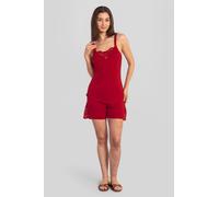 Enorsia Women's Shoulder Straps Lace Up Cami Set in Red | Size: 8