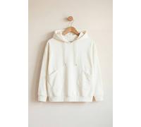Enorsia Women's Slanty Patch Pocket Hoodie in Off White | Size: 12