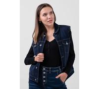 Enorsia Women's Sleeveless Button Up Denim Jacket in Blue | Size: 14