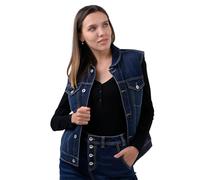 Enorsia Womens Sleeveless Button Up Regular Fit Sleeveless Denim Jacket With Button Fastening, Patch Pockets, Super Soft And Stretchy Fabric (UK, Numeric, 14, Regular, Regular, Deep Blue)