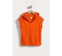 Enorsia Women's Sleeveless Raw Edge Hoodie in Orange | Size: 14