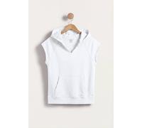 Enorsia Women's Sleeveless Raw Edge Hoodie in White | Size: 14