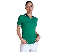 Enorsia Womens Slim Fit Polo Shirt with Soft Jersey Short Sleeve Casual Top Button Down Placket Tipped Ribbed Collar & Cuffs Perfect Polo for Womens (16, Green)