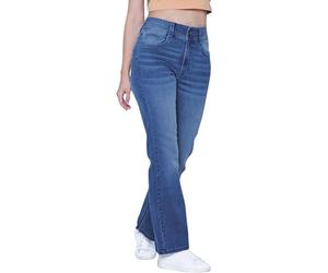 Enorsia Womens Slim Shape Boot Cut Jeans with Stretchy and Super Soft Denim Fabric, 5 Pockets, Double Button Fastening and Zip Fly Closure (Deep Blue, 8)