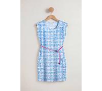 Enorsia Women's Soft Jersey Belted Printed Tops in Blue | Size: 18
