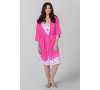 Enorsia Women's Soft Touch Viscose Lace Trim Robe in Pink | Size: 16