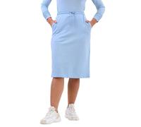 Enorsia Women's Split Back Terry Midi Skirt with Embroidered Flower Motif, Elasticated Waist & Drawstring, Soft-Touch Fabric (Blue,10)