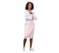 Enorsia Women's Split Back Terry Midi Skirt with Embroidered Flower Motif, Elasticated Waist & Drawstring, Soft-Touch Fabric (Cream,10)