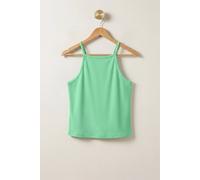 Enorsia Women's Square Neck Ribbed Vest | in Green | Size: 18