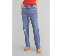 Enorsia Women's Straight Fit High Rise Ripped Jeans in Blue | Size: 16 Enorsia Blue 16