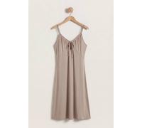 Enorsia Women's Strappy Jersey Midi Nightdress | in Cream | Size: 14