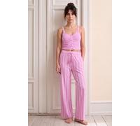Enorsia Women's Striped Flare pant with Strappy Top Set in Pink | Size: 10