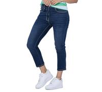 Enorsia Womens Super Stretch Skinny Capri Jeans with Rayon Blended Fabric, Lovely Indigo Wash with Fading and Whiskering (10, Deep Blue)